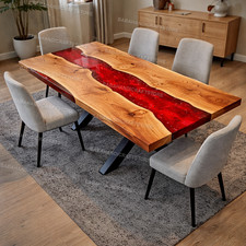 Roter Epoxidharz River Table