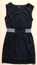 Amisu Kleid schwarz mit silber "Gürtel" leicht luftig elegant Gr. 34 Maße drin