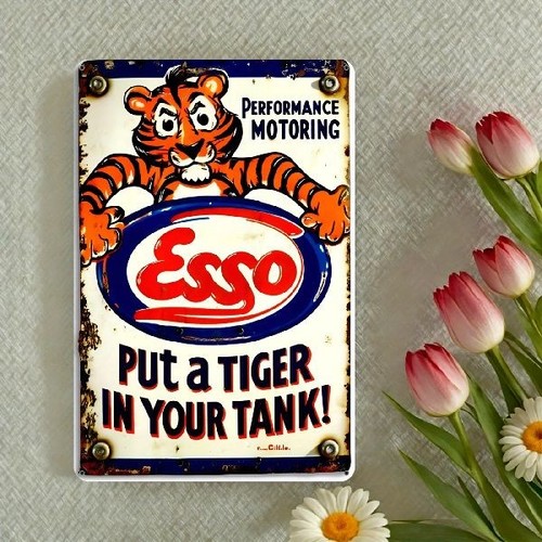 Blechschild esso put - esso, tiger