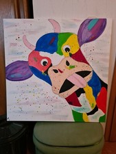 acrylbilder selbst gemalt 80 x 80 abstrakte Kuh