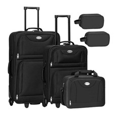 Koffer Reisekoffer Kofferset Weichschale 5 teilig Trolley Schwarz B-WARE 
