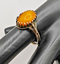 schöner alter Ring mit Bernstein Butterscotch Jugendstil 800 Silber Schmuck #191