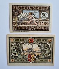 2 Geldscheine, Notgeld - Stadt FREIENWALDE in Pommern - 50 + 75 Pfennig von 1920