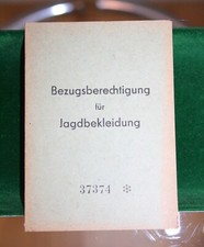 DDR Bezugsberechtigung für Jagdbekleidung, 1980er, Einzelstück, Sammlerobjekt