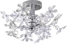 Deckenlampe Deckenleuchte Blüten chrom 2 x E14 LED möglich Durchmesser 38 cm