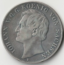 MDS ALTDEUTSCHLAND 2 THALER  3½ GULDEN 1855 F "JOHANN VON SACHSEN", SILBER  #X