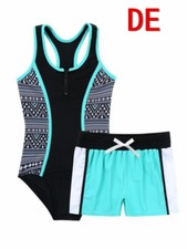 DE iEFiEL Mädchen Tankini Set Schwimmanzug mit Schwimmhose zweiteiler Badeanzug 