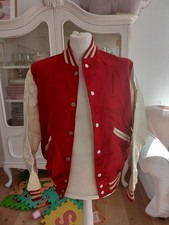 Vintage American College Baseball Jacke Wolle und Leder Größe S