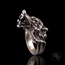 Wolfskopf Silberring Wolf dreidimensional/plastisch 925 Silber Gr. 64 (20,3mm)