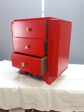 Nachtkommode Art Deco Rot Lackiert