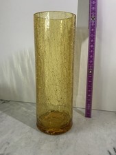 Vase Blumenvase Zylinder Crystal Crackle Glas Bruchglas Eis Frozen Glas Vintage