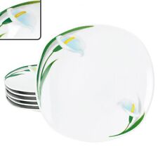 6x White Calla Kuchenteller Porzellan 6 Personen florale Frühstücks-Teller Blume