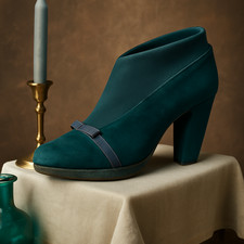 Thierry Rabotin Stiefeletten 39,5 petrol Wildleder Stretch Designer Schuhe Italy