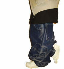 Rare VINTAGE 1990s FUBU Glanz Baggy DUNKELBLAU W38 L34 Guter Zustand TOP