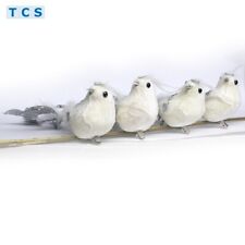 4er Set Christbaumschmuck Friedenstaube mit Federn & Glitzer Weiß, 18cm Xmas