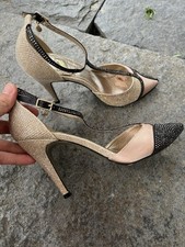 High heels, hohe Schuhe spitze Pumps, 36, nude Schwarz Glitzer Absatzschuhe