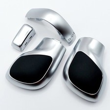 Schaltknauf / Schalthebel Silber + glatt Leder für Golf 7, Passat, Polo, mit DSG