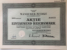 Wanderer Werke AG, Siegmar- Schönau 1942 alte Aktie über 1000 RM