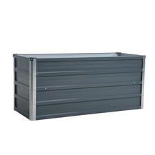 Metall Blumenbeet Hochbeet 100x40x45 cm Grau Pflanzbeet Gemüsebeet Pflanzkasten