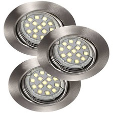 3 x Nordlux LED Einbauleuchten Triton Stahl gebürstet schwenkbar IP23 3x 3W GU10