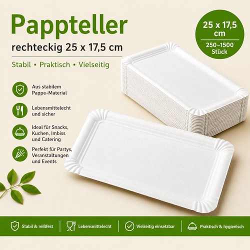 Pappteller eckig 25x17 cm - eckig,