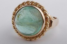 Ring großer Smaragd Cabochon 585 14K Gelb Gold Gr. 57 Edel! .