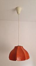 70er Lampe Pendelleuchte orange Kunststoff Blütenschirm Vintage mid century