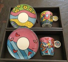 2 Stück - Espressotasse " Smile + Fun - R. Britto - Goebel - UVP 65,00 - SALE