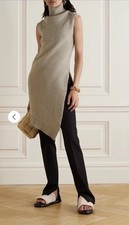 JIL SANDER Top Pullover Pullunder GR. 34 XS S  Asymmetrisch ärmellos Beige