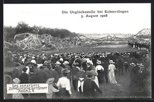 AK Echterdingen, Zerstörtes Zeppelin´sches Luftschiff Modell 4, 5. August 1908 