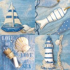 20 Servietten"LOVE at Sea"maritim*Leuchtturm*Fisch*Boot*Strand*Muscheln*33x33
