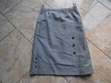 Markenlos Karo Woll Rock 40 Schwarz weiß Kariert Gut #D2167