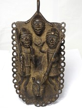 Africana Afrika Afrikanische Kunst Bronze Platte Reliefplatte Benin? Wandplatte