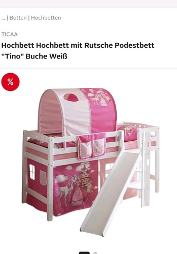 Hochbett mit rutsche - rutsche,, weiß