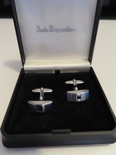 Peek Cloppenburg Manschettenknöpfe silberfarbig Einfassung Onyx-Optik black