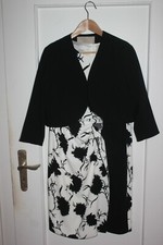 Georges Rech elegantes Abendkleid mit Bolero weiß mit schwarzen Blumen Gr46 D44