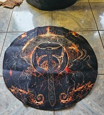 Teppich Wikinger inspiriert runder Innenteppich für Wohnzimmer 80 x 80 cm