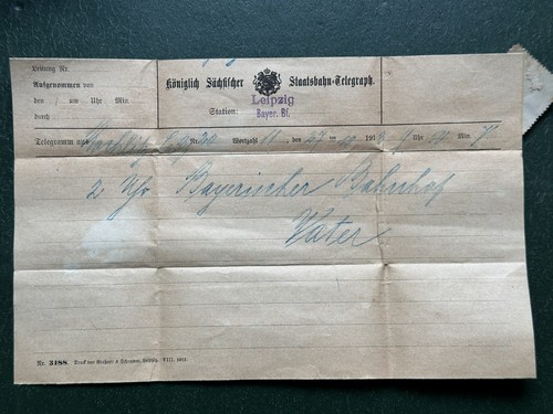 Altes telegramm königlich - altes,