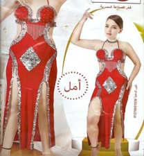 Sexy Bauchtanzkleid mit angenähtem BH, neues handgefertigtes Perlen Tanzkostüm