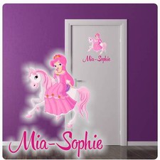 Türaufkleber Prinzessin Name Pferd Krone Digitaldruck Wandtattoo Türtattoo DT060