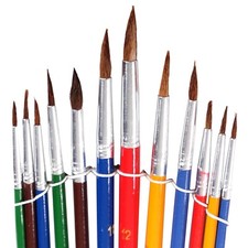 MALPINSEL SET 12 TEILE | rund, Aluminium, versch. Größen |Ziegenhaar