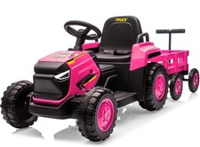 12V Kinder-Elektrotraktor Mit Abnehmbarem Anhänger, Fernsteuerung & Doppelmotor