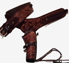 Verziert Leder Western Pistole Gürtel Holster Rigg - 44/45 Fahrrad Groß Geschenk