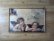 Zwei Engel Bild nach Raffaelo Santi, verglast, gerahmt   wie neu  