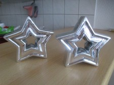 Weihnachtsdeko Figuren 2 Sterne Silberfarben aus Porzellan