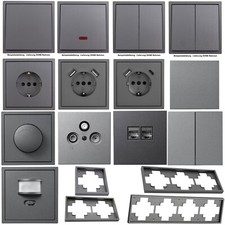 "SHALLOW Anthrazit" Steckdosen Serie Klemmanschluß Schalter Taster USB-C Buchse