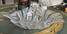 Große tiefe Obstschale Schale Blatt Walther Glas Satiniert Neuwertig 42x34x12 cm