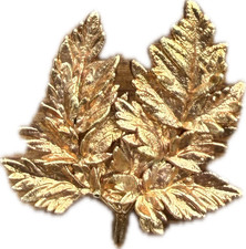 Brosche Blätter goldfarben Farn Anstecknadel Sicherheitsschließe