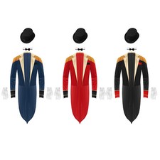 Herren Kostüm Festlich Set Party Outfits Patchwork Jacke Cosplay Mantel Kurz