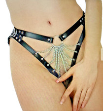 Lederpol Echt-Leder-Riemen Slip mit Metall Ketten Gr.M Harness Neu